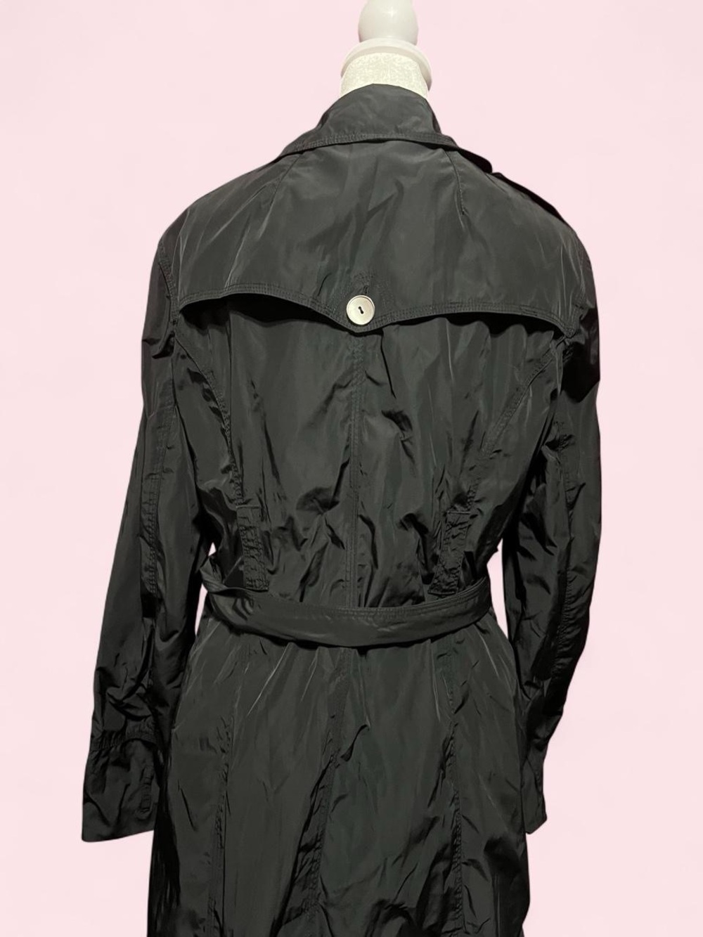 Large BEBE Black Utility Trench Coat with Belt - Picture 6 of 8